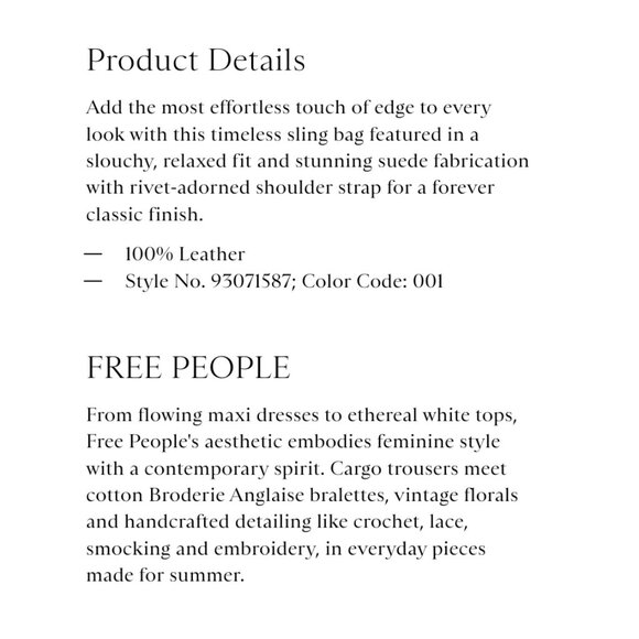 Free People Eva Eyelet Sling Suede Bag - NWT - Factory Sealed - Picture 5 of 7